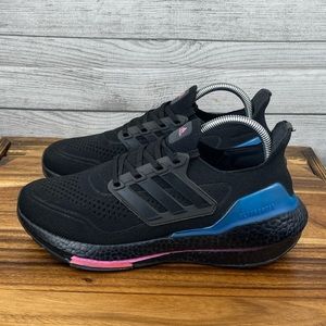 adidas UltraBoost 21 Carbon Black Active Teal Shoe FZ1921 Women’s Size 8